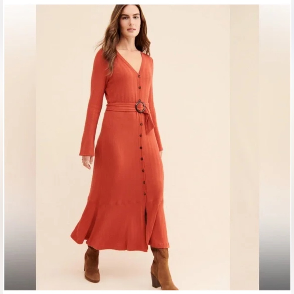 COPY - Anthropology Elsa ribbed Maxi dress XXSP - Rust/Burnt orange